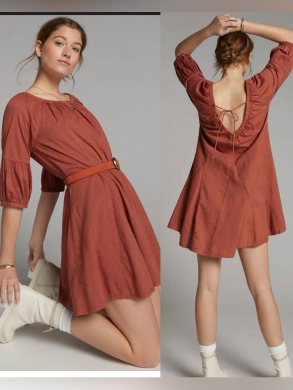 Anthropologie Daily Practice Mollie Tunic Dress in Cocoa Powder , XS